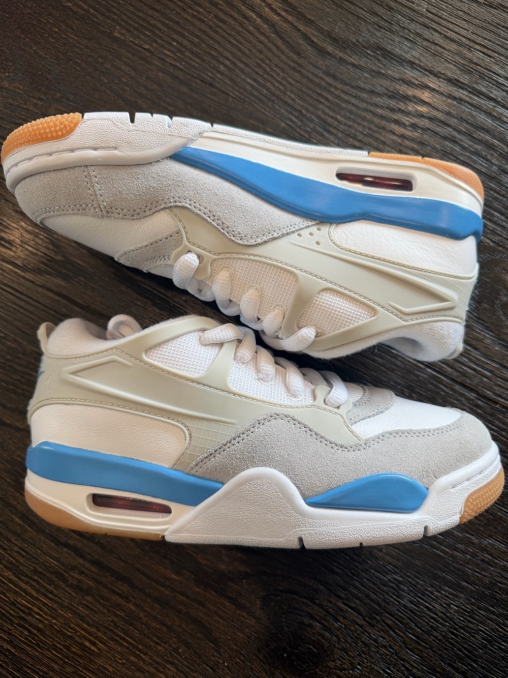 Air Jordan 4 RM White University Blue Neutral Grey Big Kids' size 4.5